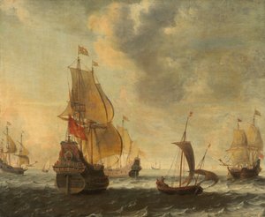 Holenderskie statki w żywej bryzie, prawdopodobnie 1650. autorstwa Jacob Adriaensz. Bellevois