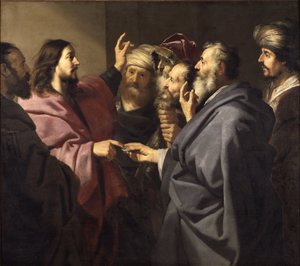 The Tribute Money - The Tribute Money, Backer, Jacob Adriaensz. (1609-1651). olej na płótnie