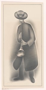 Muzyk uliczny z instrumentem dętym autorstwa Jacob Bendien (signed by artist)
