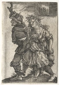 Tańcząca para chłopów. autorstwa Jacob Binck