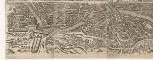 Plattegrond van Rome ten tijde van keizer Augustus (onderste blad) Bardzo dokładny obraz starożytnego miasta powstałego ze starożytnych zabytków Wizerunki starożytnego Rzymu ze śladów zrujnowanych budowli (...) autorstwa Jacob Bos