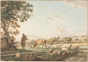 Pejzaż pasterski z wsią, 1799.