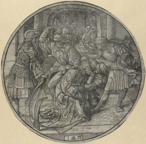 Szyderstwo z Chrystusa Okrągła Pasja (tytuł serii) autorstwa Jacob Cornelisz van Oostsanen