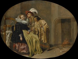 Para we wnętrzu z cygańskim wróżbitą 1632-33.