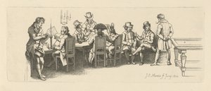 Mężczyźni w kawiarni z salą bilardową, 1814 autorstwa Jacob Ernst Marcus