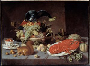 Martwa natura z wiewiórką. Obraz Jacoba Fopsena Van Es (v.1596-1666) Ec. Bujda.