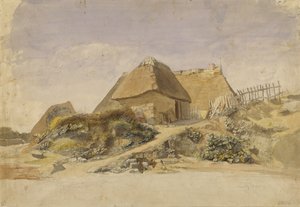 Domki rybackie na plaży Hopes Berg, 1834 (ołówek i wc na papierze) autorstwa Jacob Gensler