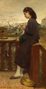 Dziewczyna robi na drutach na balkonie, Montmartre, 1869