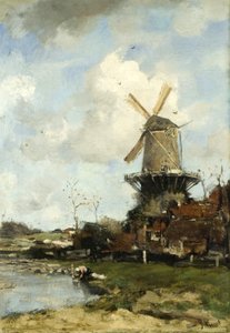 Młyn, pejzaż holenderski, ok. 1880 (olej na płótnie)