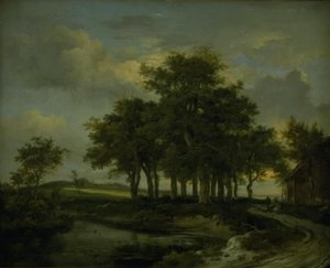 Dęby przy drodze, wieczór autorstwa Jacob van Ruisdael