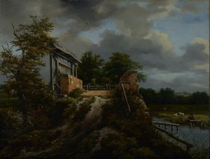 Most ze śluzą, 1648-9 autorstwa Jacob van Ruisdael