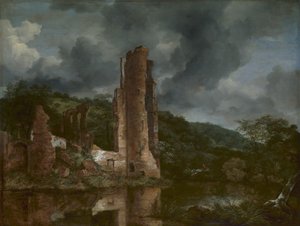 Krajobraz z ruinami zamku Egmond, 1650-55 autorstwa Jacob van Ruisdael