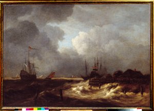 Obraz Tempete Jacoba Isaakszoon van Ruisdael (Ruysdael) (1628-1682) XVII wiek. Słońce 1,1x1,6 m² autorstwa Jacob van Ruisdael