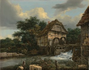 Dwa Młyny Wodne i otwarta Śluza autorstwa Jacob van Ruisdael
