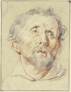 Starszy mężczyzna widziany z przodu, spoglądający w górę autorstwa Jacob Jordaens