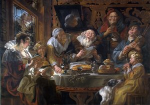 Jak starzy śpiewają, tak młodzi śpiewają autorstwa Jacob Jordaens