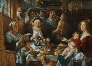 Jak stary śpiew, tak młoda fajka autorstwa Jacob Jordaens