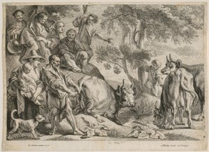 Cacus kradnie wołu Herkulesa autorstwa Jacob Jordaens