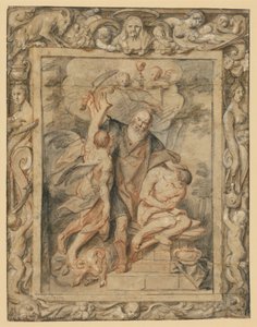 Ofiarowanie Izaaka (Rdz. 22,1-12) w figuralnej bordiurze autorstwa Jacob Jordaens