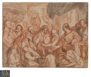 Niderlandzki: Chrystus i cudzołożnica, szkic przygotowawczy, odwrocie: Pojmanie Chrystusa autorstwa Jacob Jordaens