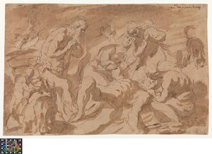 Niemiecki: Die Beweinung Abels
niderlandzki: De bewening van Abel autorstwa Jacob Jordaens