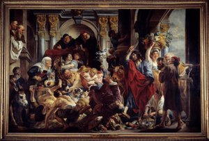 Jezus goni kupców ze świątyni Obraz Jacoba Jordaensa (1593-1678) XVII w. Nd. 2,88 x 4,36 m. . autorstwa Jacob Jordaens