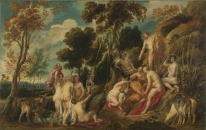 Marsjasz źle potraktowany przez muzy, 1630-1640 autorstwa Jacob Jordaens
