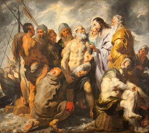 Mianowanie Piotra na Głównego Pasterza Kościoła, ok. godz. 1616-1617. autorstwa Jacob Jordaens