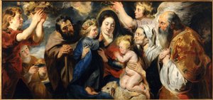 Święta Rodzina z młodym Janem Chrzcicielem i aniołami, ok. godz. 1616-1617. autorstwa Jacob Jordaens
