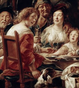 Król pije, detal (olej na płótnie) autorstwa Jacob Jordaens