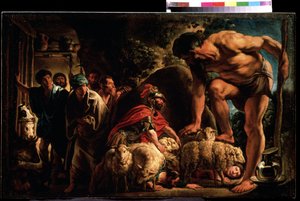 Obraz „Ulisses w legowisku Polifema” Jacoba Jordaensa (1593-1678) Muzeum Puszkina w Moskwie. autorstwa Jacob Jordaens