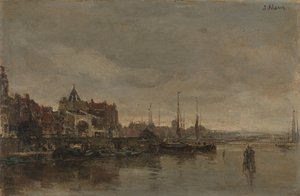 Schreierstoren z mostem nad Gelderse Kade w Amsterdamie autorstwa Jacob Maris