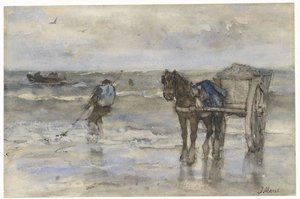 Rybak muszli na plaży autorstwa Jacob Maris