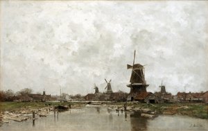 Pięć wiatraków autorstwa Jacob Maris