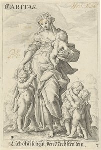 Liefde (organizacja charytatywna) Dobroczynność (tytuł na obiekcie) autorstwa Jacob Matham (attributed to)