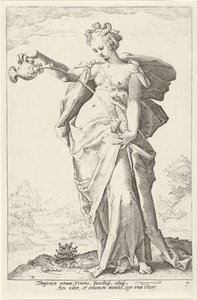 Matigheid (Wstrzemięźliwość) De Deugden (tytuł serii) autorstwa Jacob Matham (attributed to)