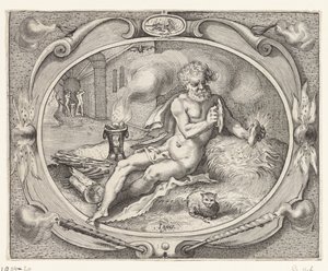 Ogień (Ignis) Ignis (tytuł na obiekcie) Cztery żywioły (tytuł serii) autorstwa Jacob Matham (workshop of)
