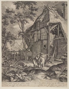 Abraham wypędzający Hagar autorstwa Jacob Matham