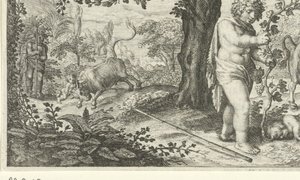 Bachus i Ampelus autorstwa Jacob Matham