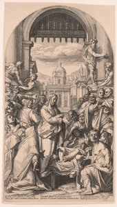 Chrystus wskrzesza zmarłego syna wdowy z Nain autorstwa Jacob Matham