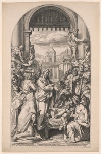Chrystus wskrzeszający syna wdowy z Nain autorstwa Jacob Matham