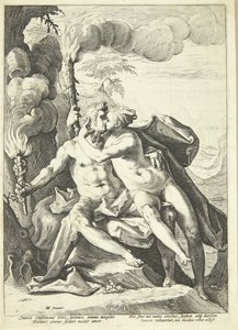 Eros i Anteros autorstwa Jacob Matham