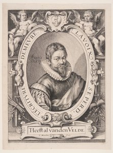 Jan van de Velde Starszy, kaligraf w Haarlemie autorstwa Jacob Matham