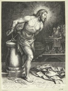 Jezus przy filarze (po oplataniu skóry) autorstwa Jacob Matham