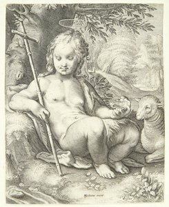 Jan Chrzciciel na pustyni autorstwa Jacob Matham
