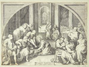 Chrystus myje stopy apostołom”. autorstwa Jacob Matham