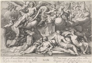 Noc (Nox) Nox (tytuł na obiekcie) Cztery pory dnia (tytuł serii) autorstwa Jacob Matham