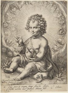 Dzieciątko Jezus jako Salvator Mundi autorstwa Jacob Matham