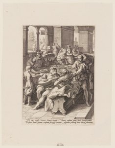 Syn marnotrawny ucztujący z nierządnicami, z Historii syna marnotrawnego autorstwa Jacob Matham