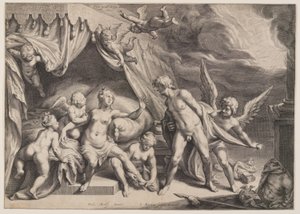 Wenus i Mars odkryte przez Apollo autorstwa Jacob Matham